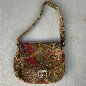 Vintage 60’s Multicolor carpet bag Tapestry Chenille Shoulder Bag